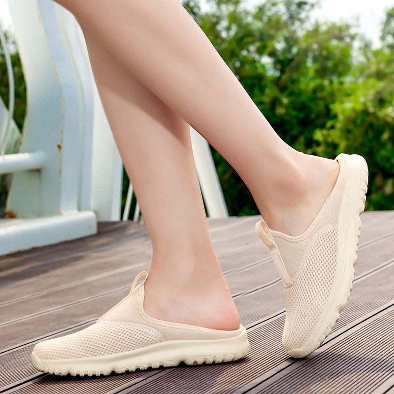 36-46 Unisex Slippers Men's Half Slippers Mesh Meter-breathable Men's Black Mueller Shoes