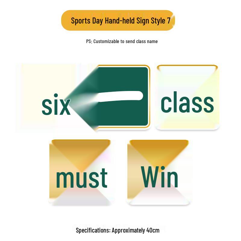 School Sports Ceremony Cheer Handheld Sign Prop with Cat Design