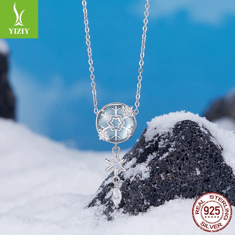 Winter Crystal Snowflake Beaded Diy Bracelet Large Hole Beaded Charm 925 Silver Bead Jewelry Accessories