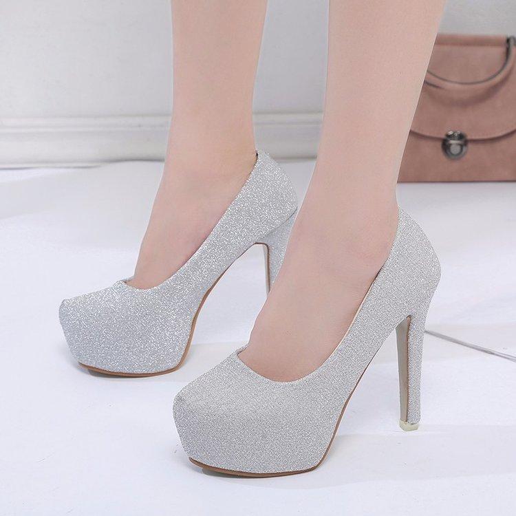 Heel sexy single shoes summer and autumn new round head thin heel women's shoes nightclub women's shoes waterproof table high heel princess wedding