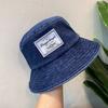 Korean and Japanese Style Versatile Denim Patch Fisherman Hat, Spring and Summer Retro Hong Kong Style Street Sun Protection Bucket Hat for Women