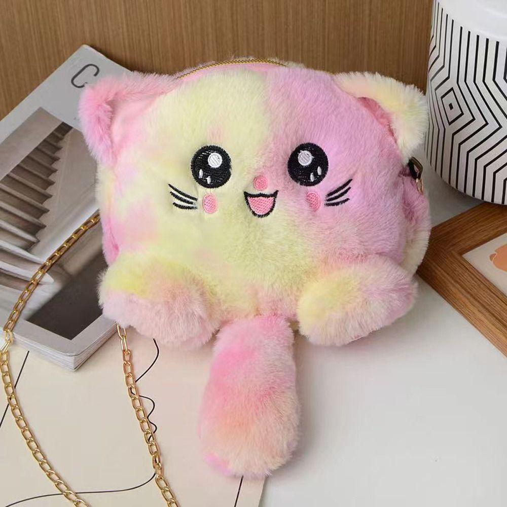 Faux Fur Plush Crossbody Bag Chain Strap Stuffed Doll Bag Cute Cat Shoulder Bag  Shopping