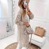 Women's Mid-Length Chunky Knit Solid Cardigan Sweater