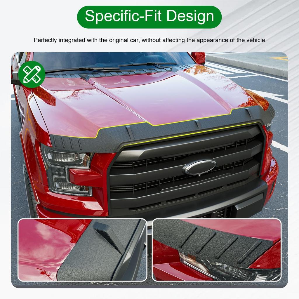 Xipoo Hood Protector Compatible With 2015- Ford F150 Hood Deflector TPE Shield Replacement For 2015 2016 2017 2018   Ford F-150 Accessories