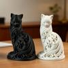 1-teiliges Ornament in Form einer schwarzen Katze, Leichter Luxus Spiral-Katzenstatue Dekoration, Realistisches Design, Hohl geschnitzt, Elegante Sitzhaltung,