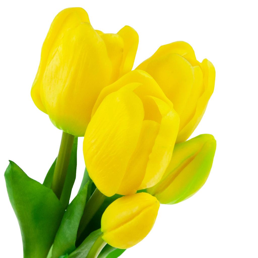 CV13899-8 TULIPS BOUQUET OF TULIPS PARROT ARTIFICIAL RUBBER FLOWERS 5 PCS Lifelike