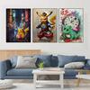 6 Styles Anime Pokemon Posters Pikachu Bulbasaur Charmander Squirtle Wall Art Modern Children Room Home Decoration Gift Unframed