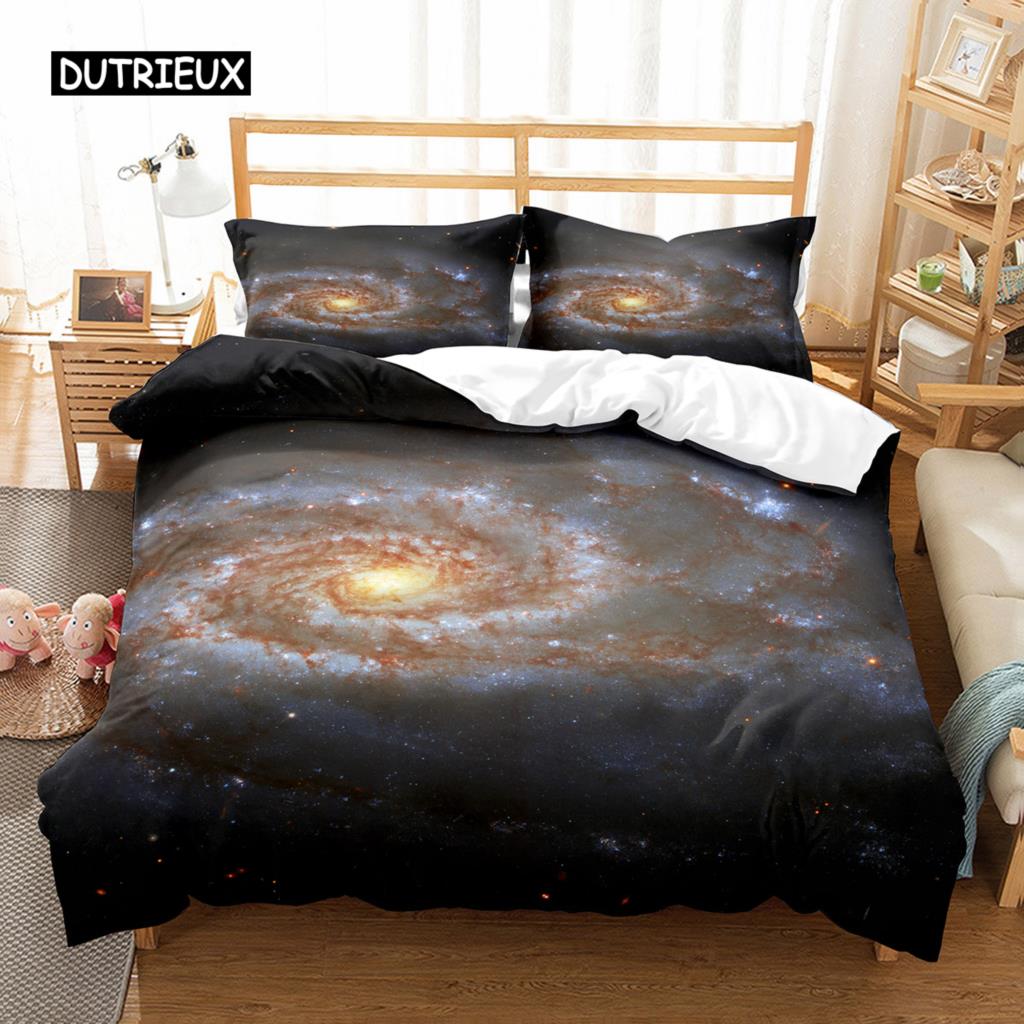 Hubble Image King Queen Duvet Cover Vast Starry Sky Bedding Set Bright Universe Landscape Quilt Cover Polyester Comforter Cover