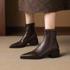 Krazing Pot Microfiber Pointed Toe Thick Heels Chelsea Boots Size 42 Zip Beauty Lady Women Stretch Ankle Boots