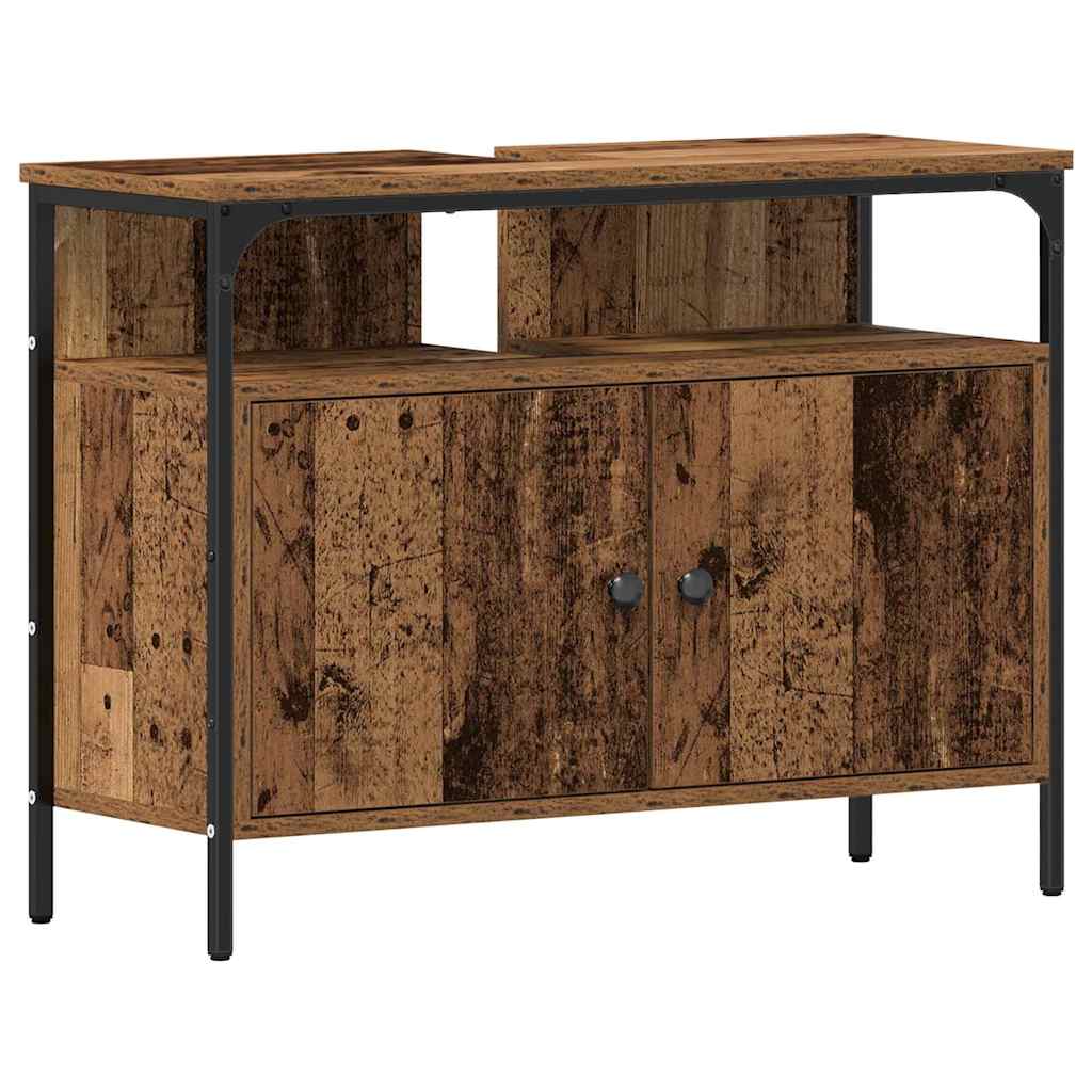 Bathroom Furniture Set with Shelf 4 Pcs Reclaimed Wood Effect Particleboard