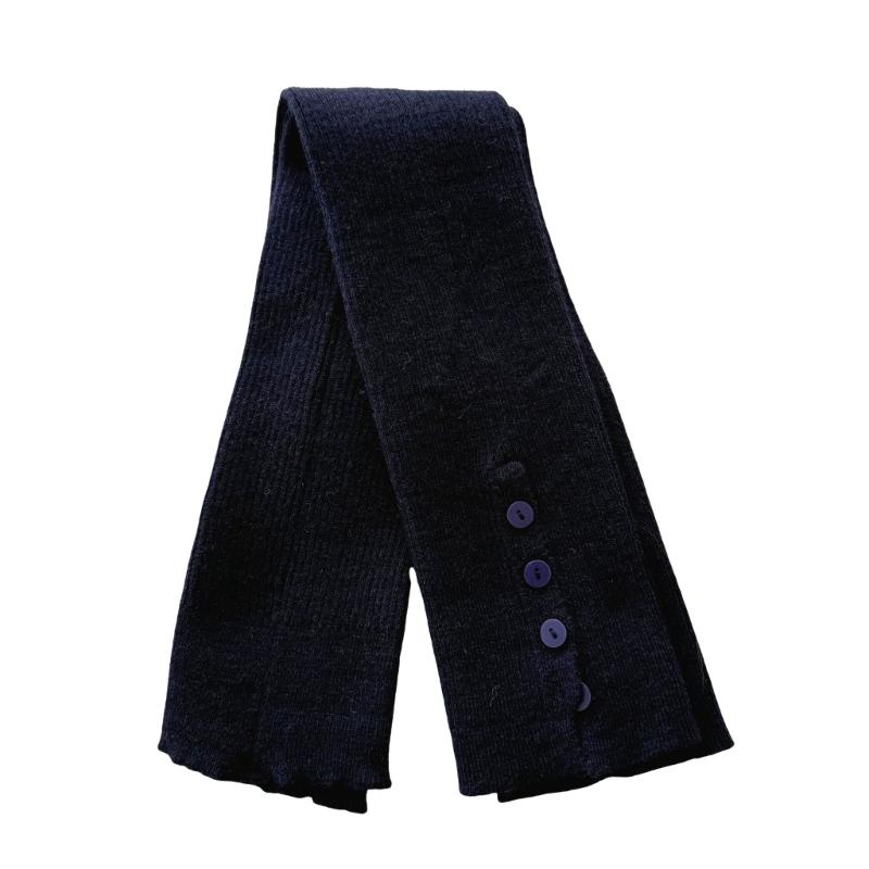 Women's Slouchy Leg Warmers with Side Split Buttons Solid Color Ribbed Knitted Leg Covers Footless Knee Length Socks