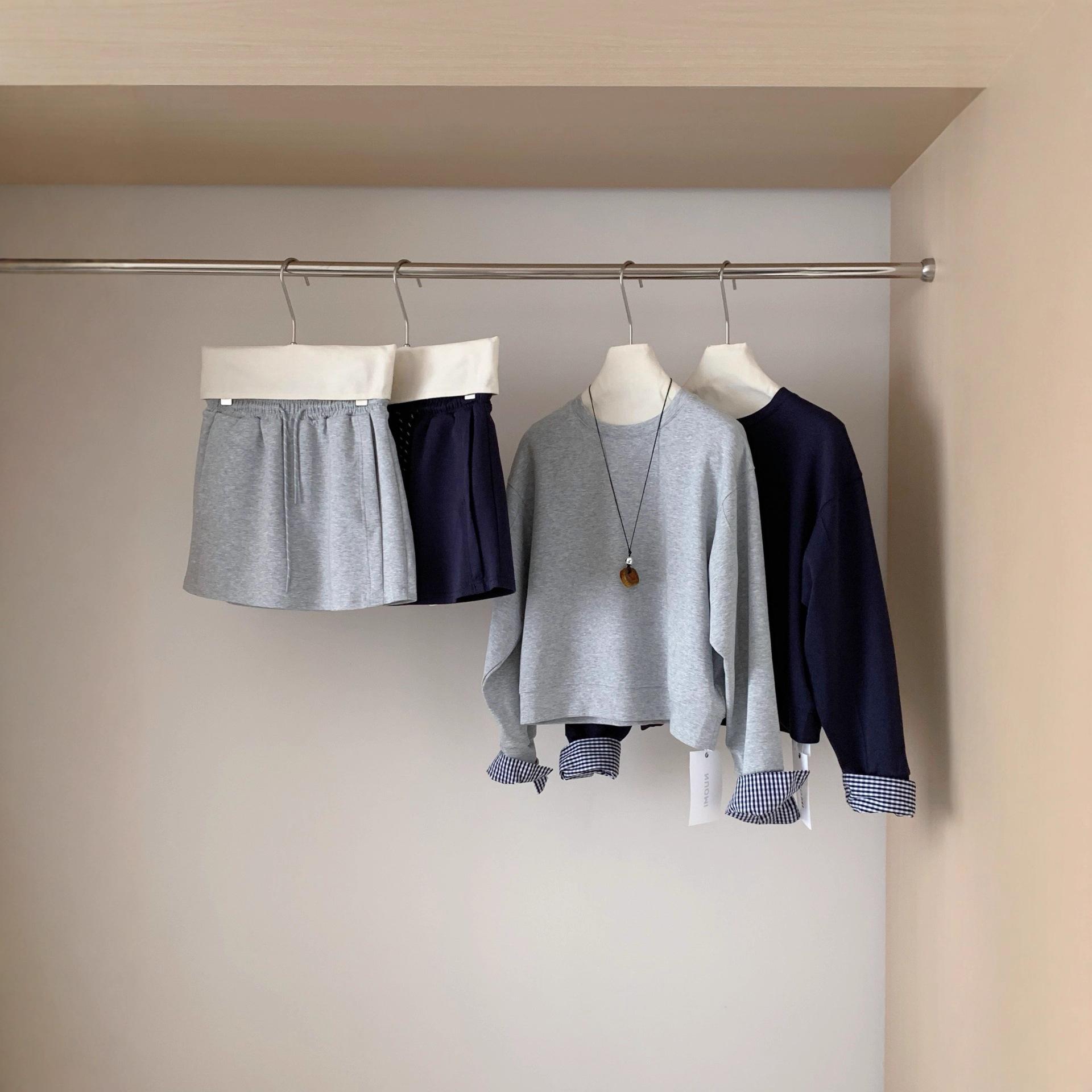 

Women s Miu-Style Dark Blue Hoodie & Short Skirt Two-Piece Set - Spring/Autumn 2025 Fashion, Casual, Loose, Slimming. XL