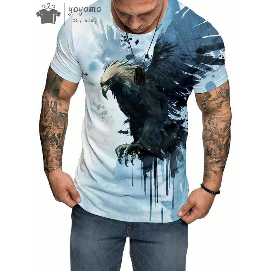 Men's T Shirts Vintage Animal Eagle 3d Printed Casual Short Sleeve Tee Shirt Fashion Outfits Streetwear O Neck Oversized Tops