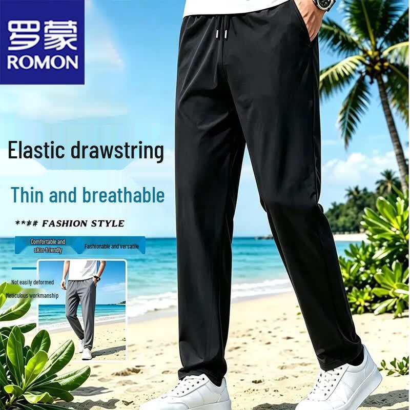 ROMON Men s Summer Ice Silk Quick-Dry Casual Pants L