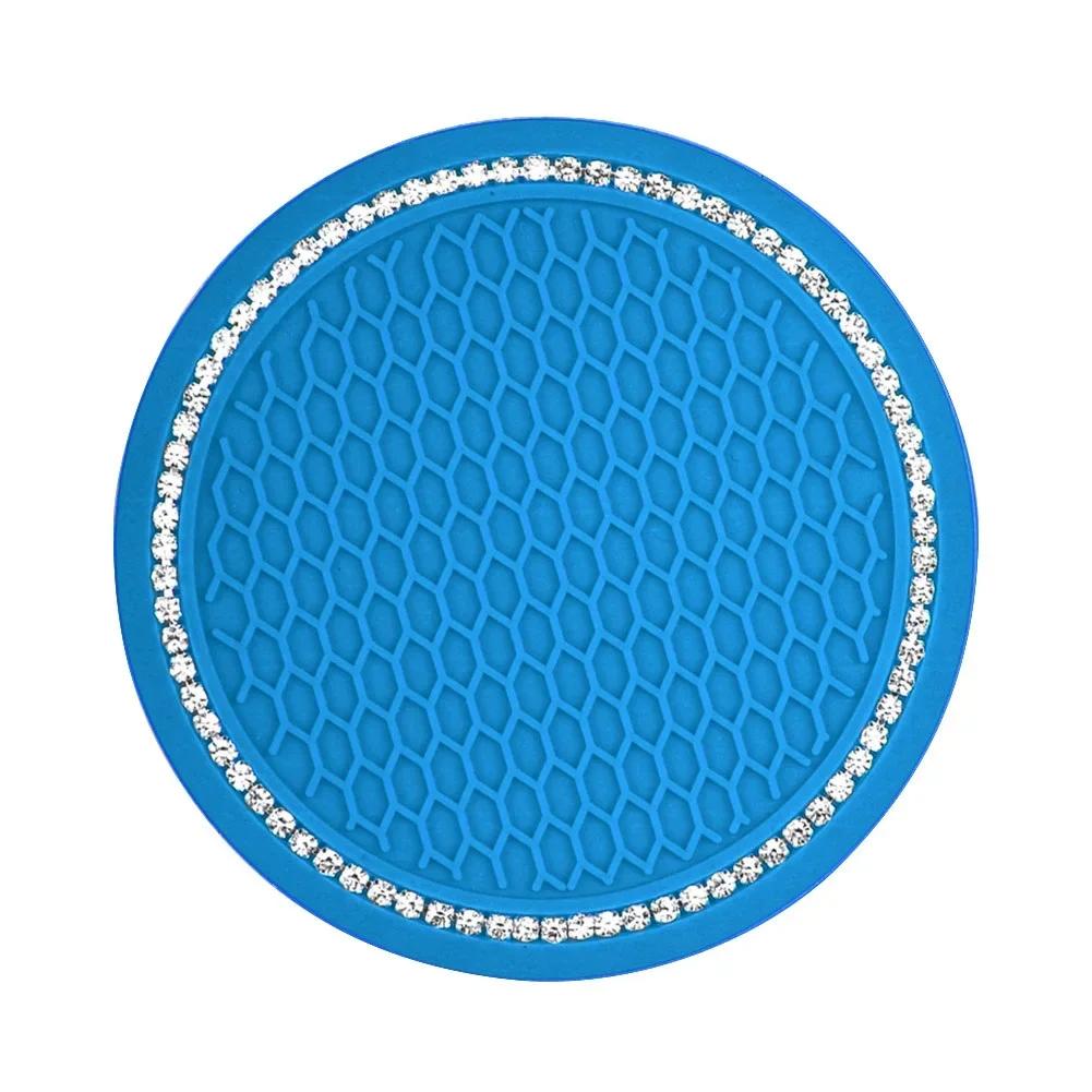 Car Water Cup Pad Holders Non-slip Diamond Rhinestone Rubber Mat for Bottle Holder Coaster Auto Interior Anti-skid Cup Holders