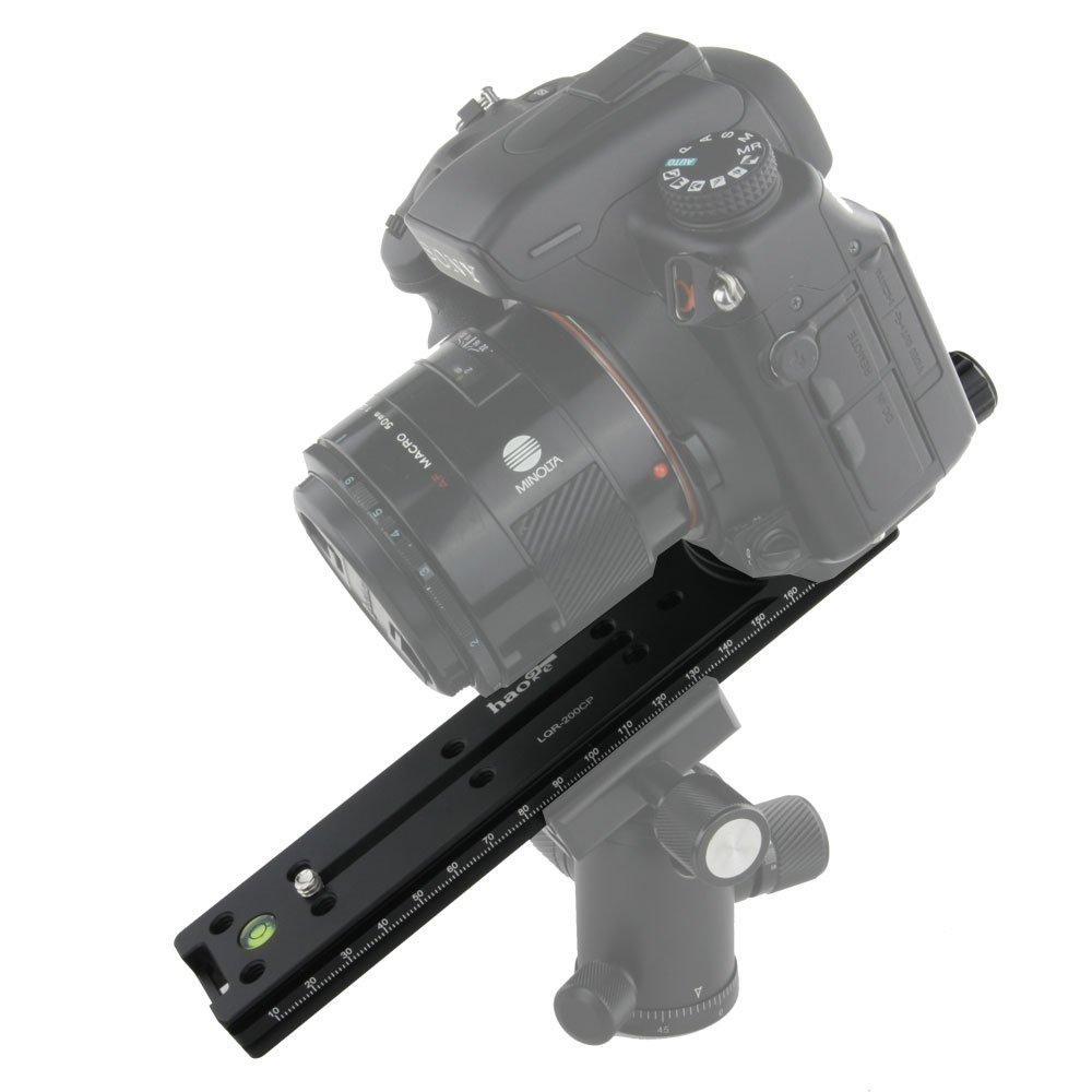 Haoge 200mm Nodal Slide Double Dovetail Focusing Rail Plate with Metal Quick Release Clamp and 60mm Plate for Camera Panoramic Macro Compatible with