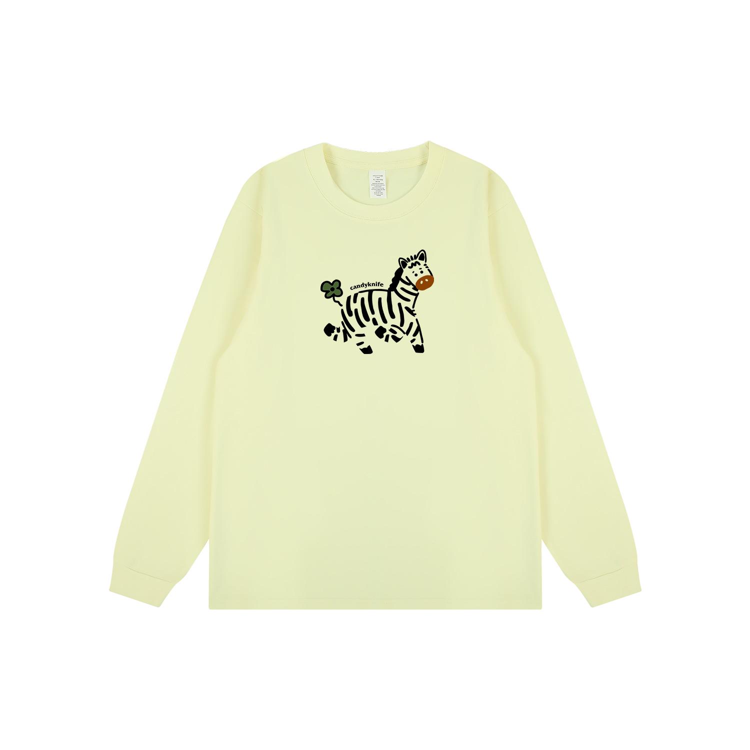 

Trendy Cartoon Print Cotton Long-Sleeve T-Shirt with Ribbed Cuffs 2XL