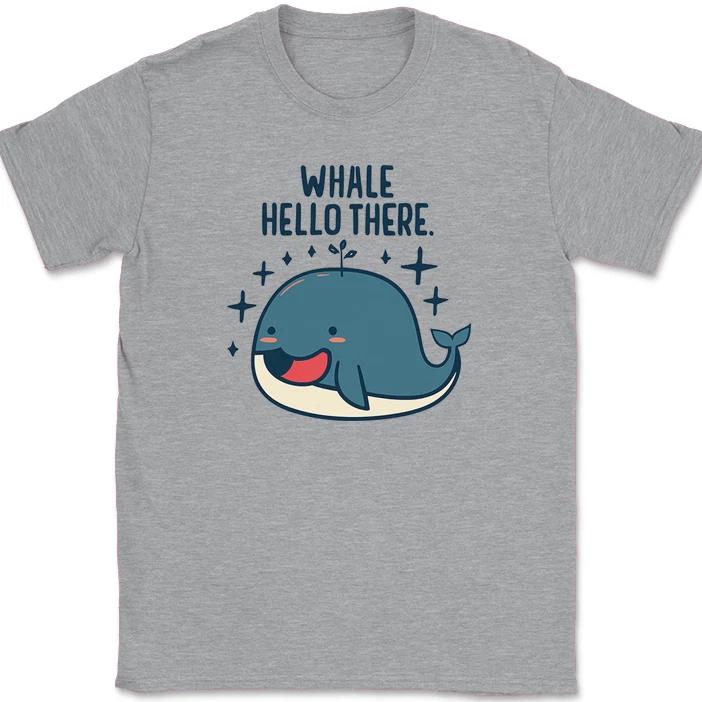 

Whale Hello There T-Shirt Funny Cute Ocean Well Sharks Humor Sea Graphic Tee 2XL