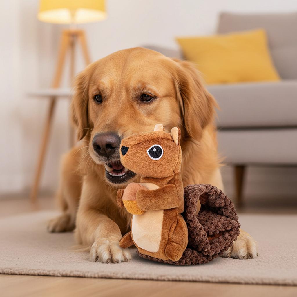 Hund Plüsch Quietschspielzeug: Faltbares - Futterausgebendes Interaktives Kauspielzeug für Zahnreinigung & Mentale Stimulation