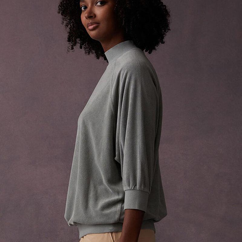 Fear of God Essentials Drop 2 SS23 Terry Cloth 3/4 Mock Neck Sweatshirt Women Tops Sycamore Mist-Blue FOG-SS23-350