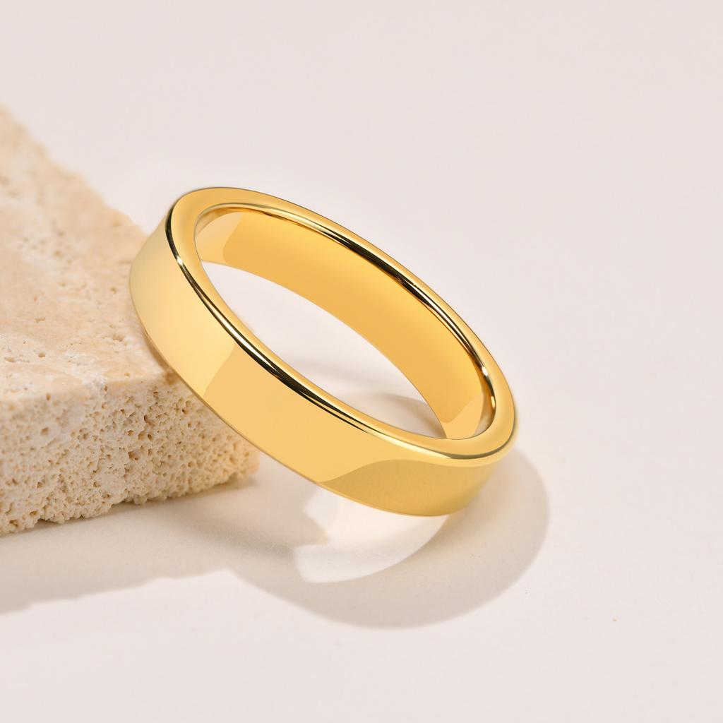 Basic 2/4/6 MM Wide Wedding Couple Ring for Women Men, PVD Gold Color Geometric Engagement Rings Finger Bands Jewelry