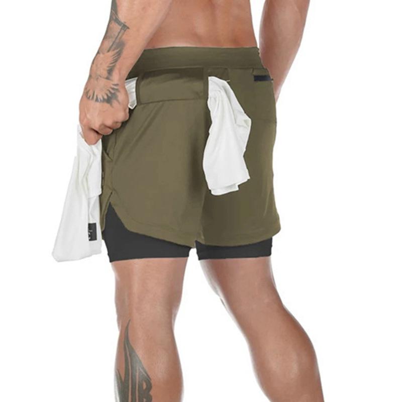 Crazy Muscle Men's Running Shorts Fitness Sports Leisure Outdoor Loose Multi Pocket Double Layer Shorts
