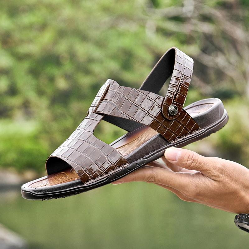 Pánské sandály z pravé kůže Letní Business Neformální Pánské pantofle