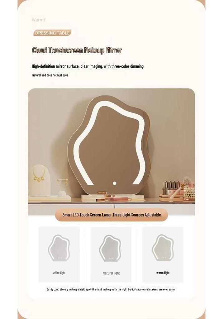 Elegant Solid Wood Vanity Table with Integrated Mirror and Drawers for Bedroom