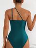 Solid Color One Shoulder Sexy High Waist One Piece Bikini Swimsuit Women Fashion Beach Vacation Elegant Wear