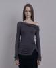 DAMIO Draped Strap Long Sleeve Top (Charcoal)