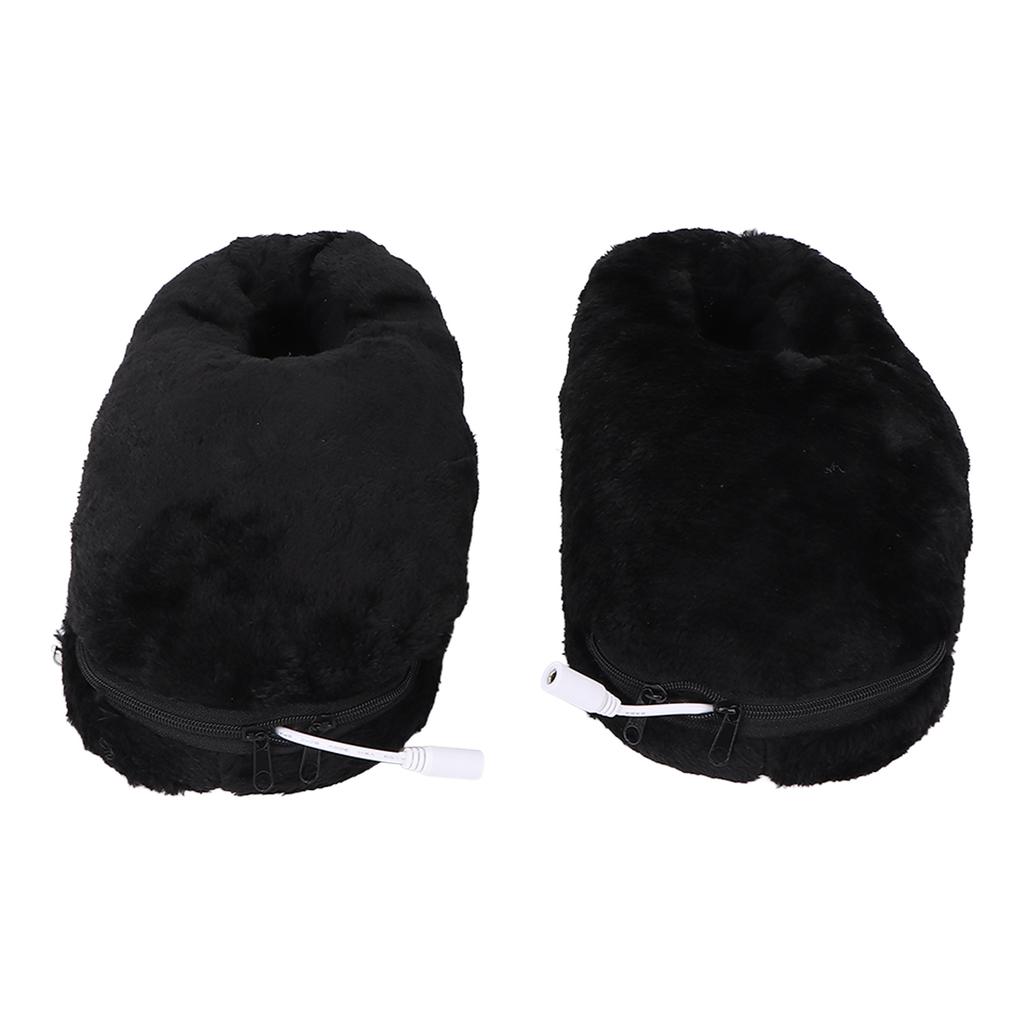 Sapatos Aquecidos USB Masculino Feminino Laváveis Exterior Pelúcia Macia Elétricos Aquecidos Chinelos para Aquecimento dos Pés Preto