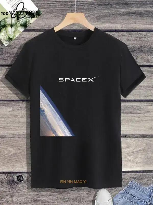 Outer  SPACE X  T-Shirt  Earth, Cool Summer  Short-sleev  T Shirt for Men Kawaii Clothes Y2k Tops  Streetwear
