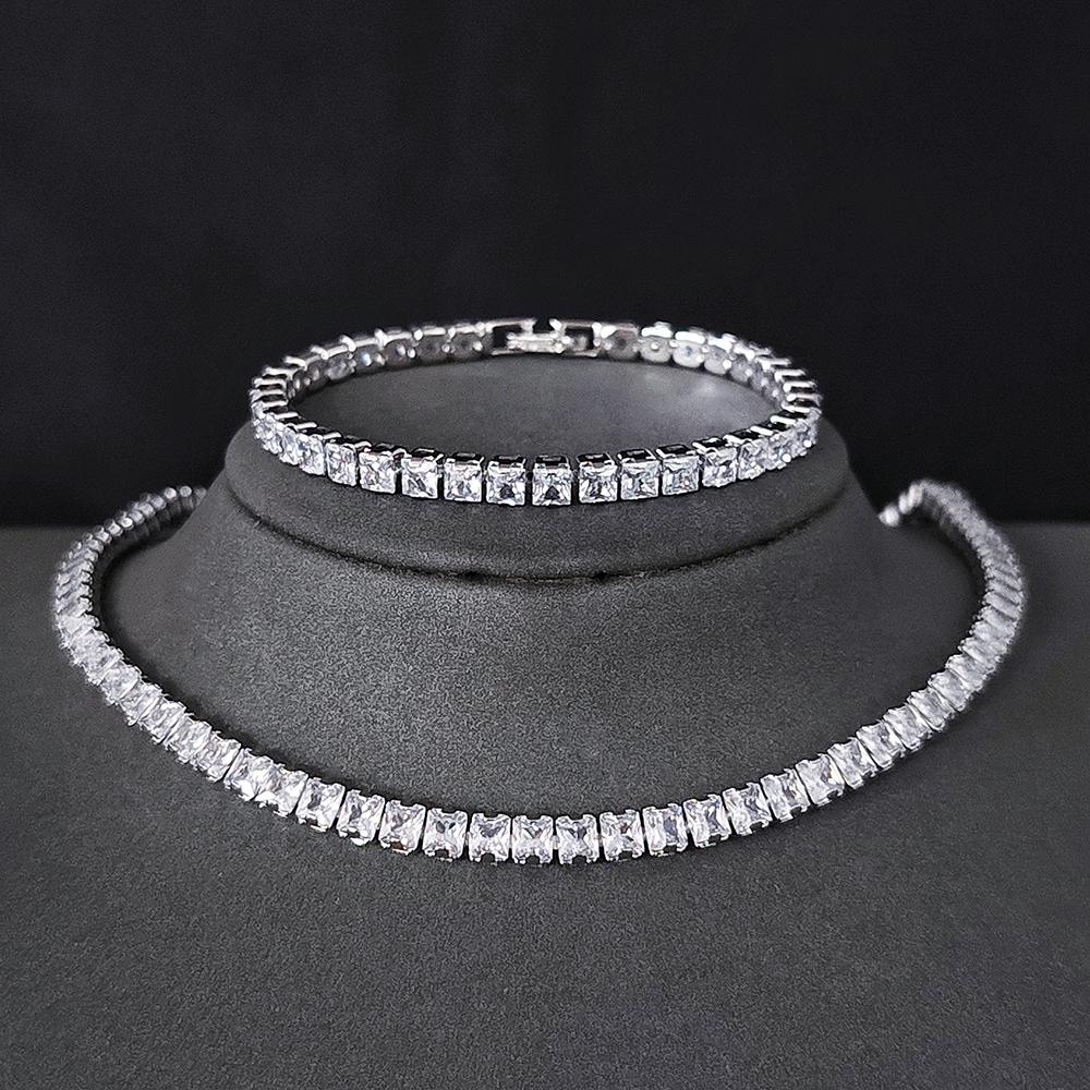 

2026 New Trendy white Color bracelet bangle and Necklace Pendant Set for Women Anniversary Gift Jewelry Wholesale s7207-x7330 белый