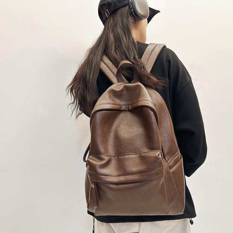 Men's Leather Backpack Large Capacity Travel Backpack Student School Bag Female Computer Bag
