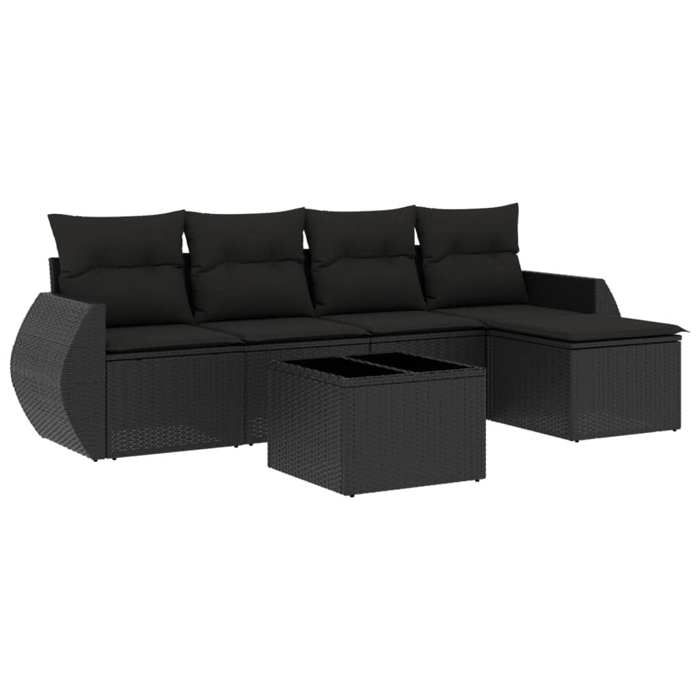 VidaXL Garden Lounge Set with Cushions 6 Pcs, Patio Sofas, Patio Furniture Set, Outdoor Furniture, Black 3221294