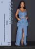 Trendy Sexy Denim Set: Zipper Spaghetti Strap Top & Split Long Skirt with Pockets