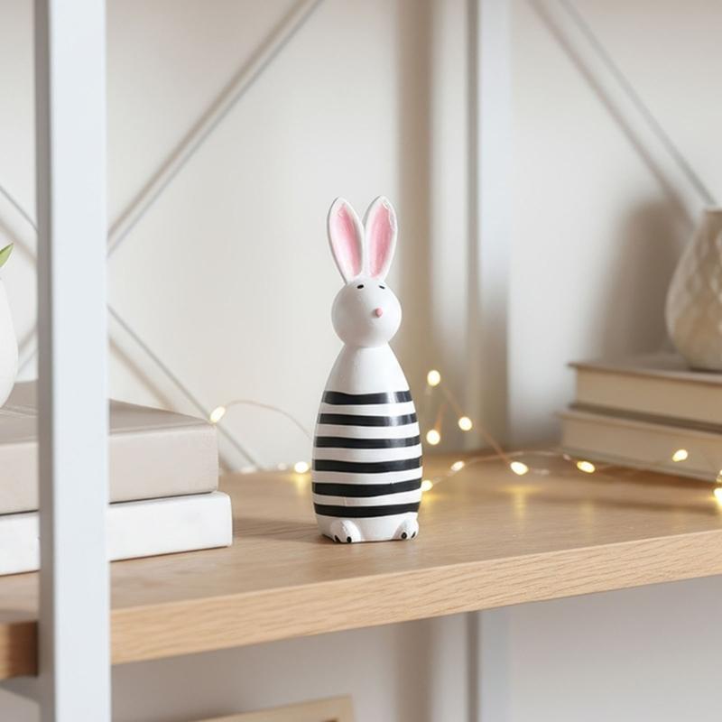 Wooden Bunnies Figurine Easter Rabbit Statue Indoor Easter Decoration Modern Art Spring Home Decors,Bunnies Sculpture