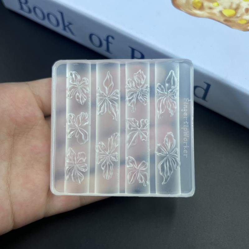 2Pc  Ice Flower Nail Silicone Mold Cute Lily Clear 3D Gel Nail Resin Epoxy Carving Template