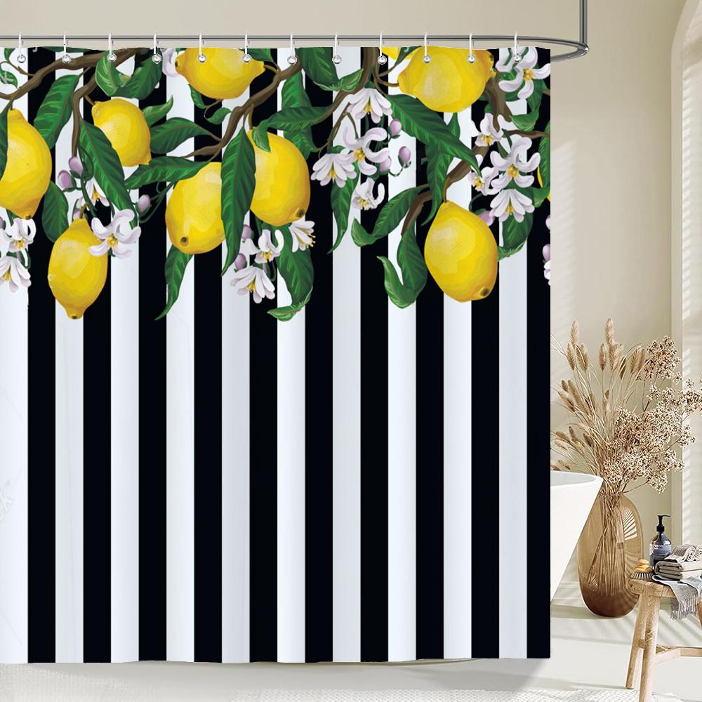 1 pc Fresh Lemon Fruit pattern Shower Curtains Bathroom Polyester Bath Curtains Printing Shower Curtain Decor With Hooks Curtain