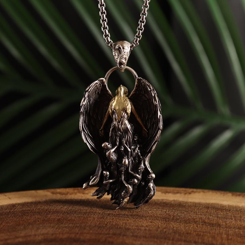 Creativity Mother of Purgatory Demons Pendant Wing Angel Goddess Pendant Necklace for Men Trend Punk Gothic Women Jewelry