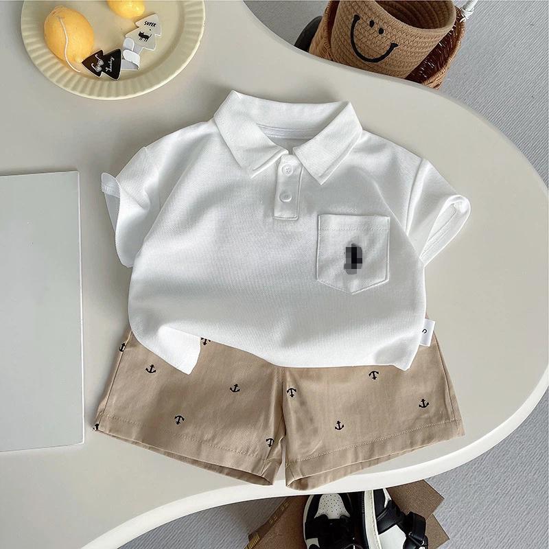 Boys Summer Outfit Set Baby Summer Thin Short Sleeve Polo Two Piece Short Style Short Children's Clothing