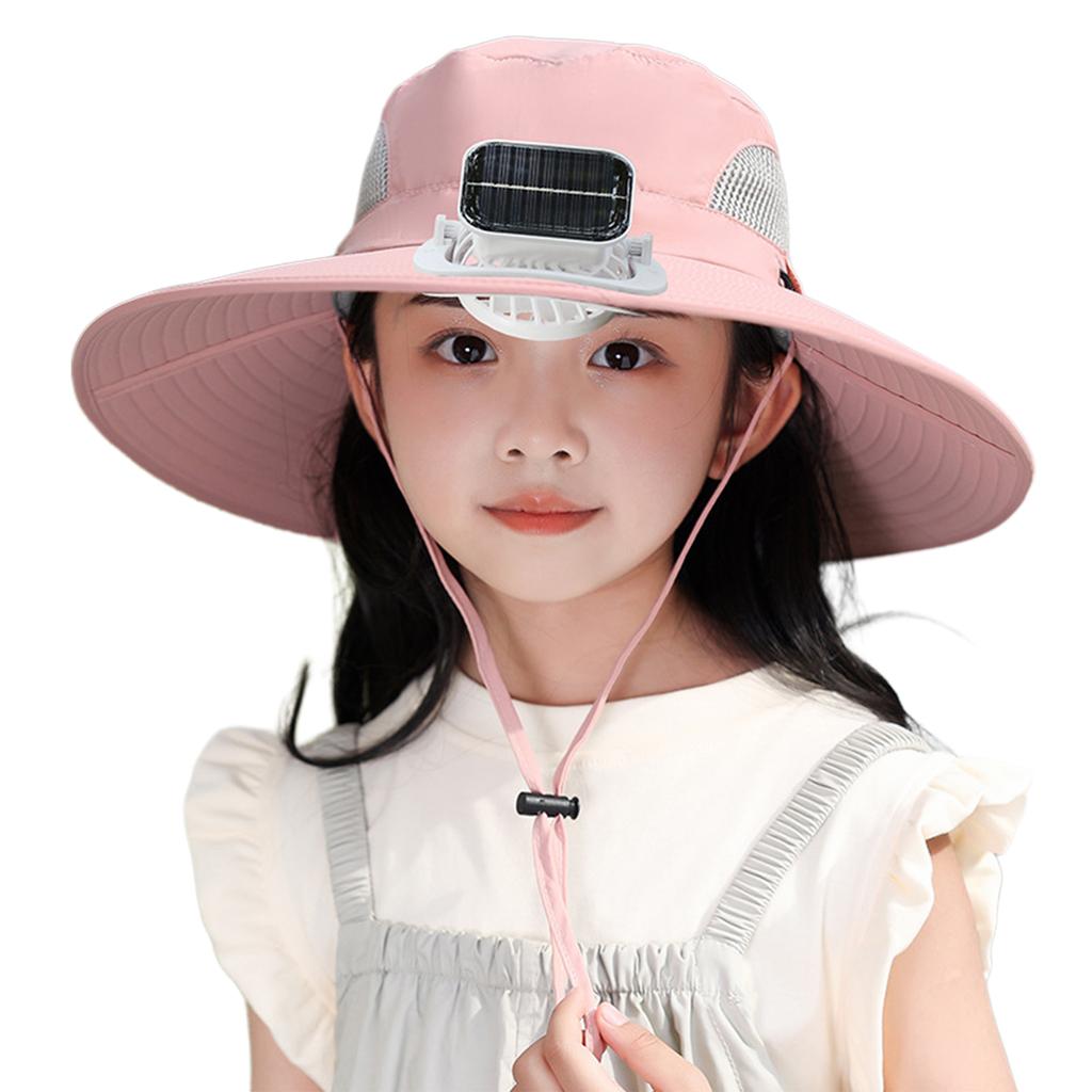 Sombrero Abanico Protector Solar para Niños Sombrero con Ventilador de Refrigeración Solar de Energía Solar Bordes Amplios Sombrero para el Sol Sombrero a Prueba de Sol para Acampada al Aire Libre Senderismo