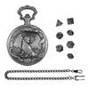 Metal Dice Set with Dragon Pocket Watch Case 7 Dices Portable Vintage Multi-side Game Dice Family Night Party Board Game