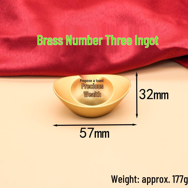 Solid Brass Gold Ingot Ornament: Living Room Treasure Basin Decoration & Opening Gift