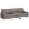 Vidaxl 3-Osobowa Sofa Z Poduszkami, Taupe, 210 Cm, Obita Tkaniną