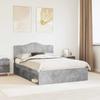 Bed Frame with Headboard  Concrete  140 X 200 Cm Solid Pine Wood