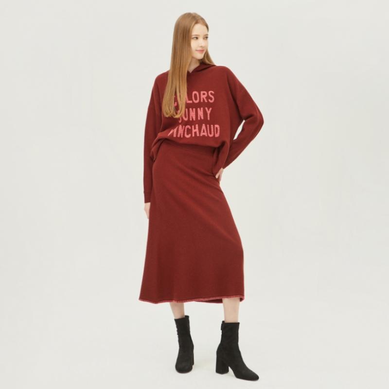  Benetton  Benetton Hem Embroidered A Line Knit Skirt bAsk56261 Wi