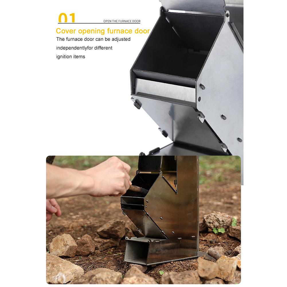 Portable Detachable Wood Burner Stainless Steel Portable Collapsible Camping Stove Outdoor Wood Burning for Traveling BBQ Picnic