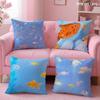 Goldfish Art Cushion Cover Soft Short Plush Double-Sided Printing Home Decor Machine Washable Pillow Case Gift