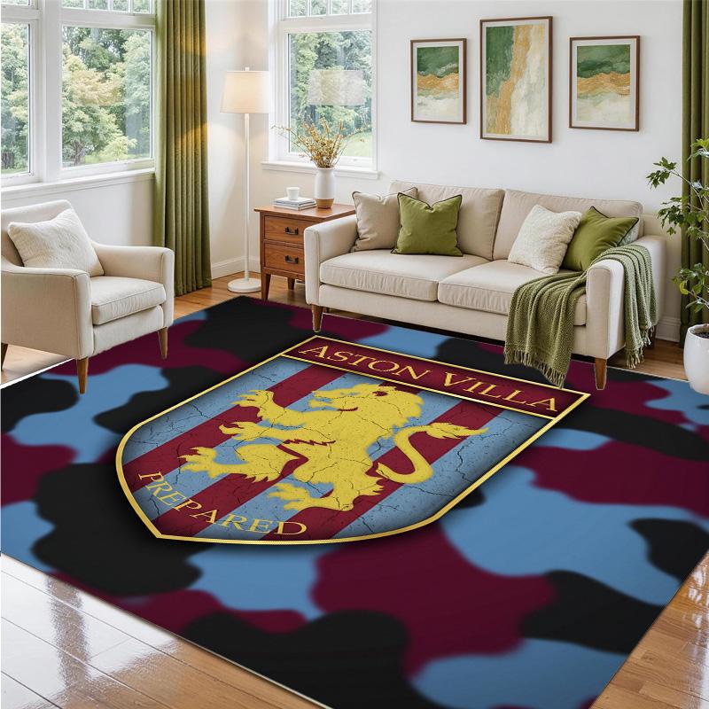 Aston Villa Football Design Crystal Velvet Rug Soft Decorative Mat for Bedroom Entrance